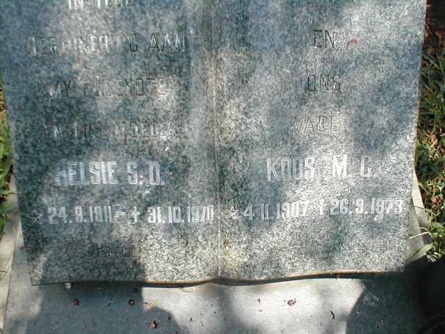 SNYMAN Koos M.C. 1907-1973 &amp; Elsie S.D. 1911-1970