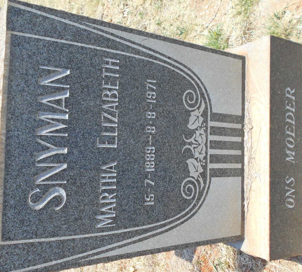 SNYMAN Martha Elizabeth 1889-1971