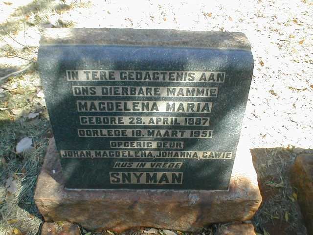 SNYMAN Magdelena Maria 1887-1951
