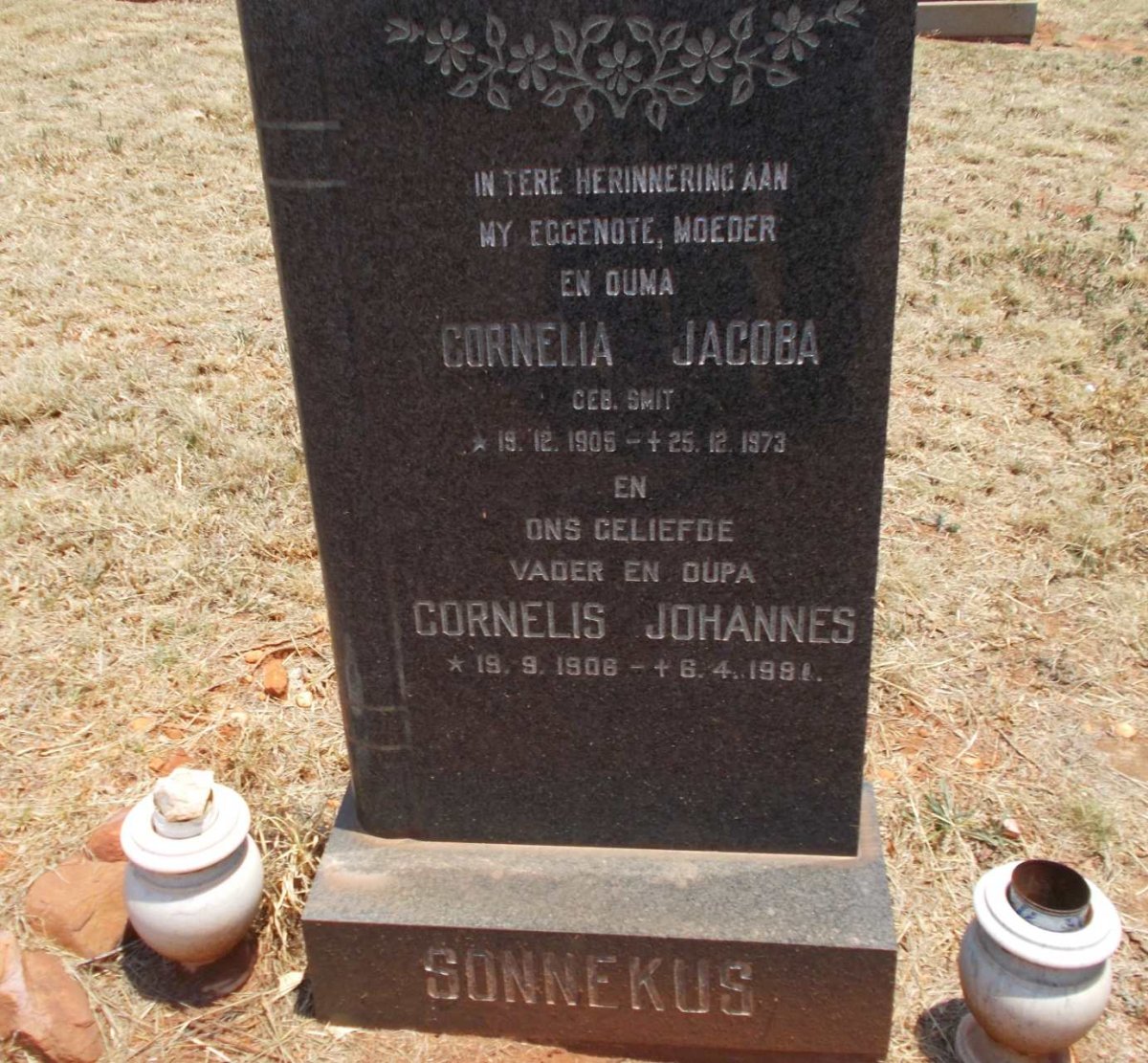 SONNEKUS Cornelis Johannes 1906-1981 &amp; Cornelia Jacoba SMIT 1905-1973