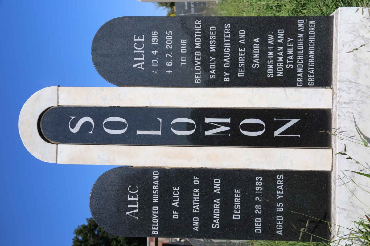 SOLOMON Alec -1983 &amp; Alice 1916-2005