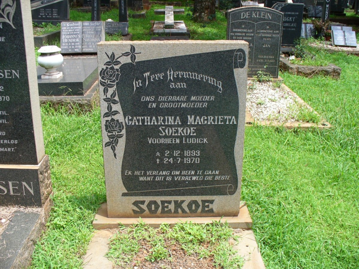 SOEKOE Catharina Magrieta nee LUDICK 1893-1970