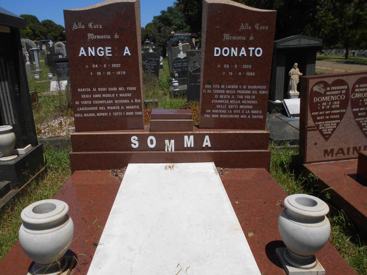 SOMMA Donato 1925-1989 &amp; Angela 1932-1979