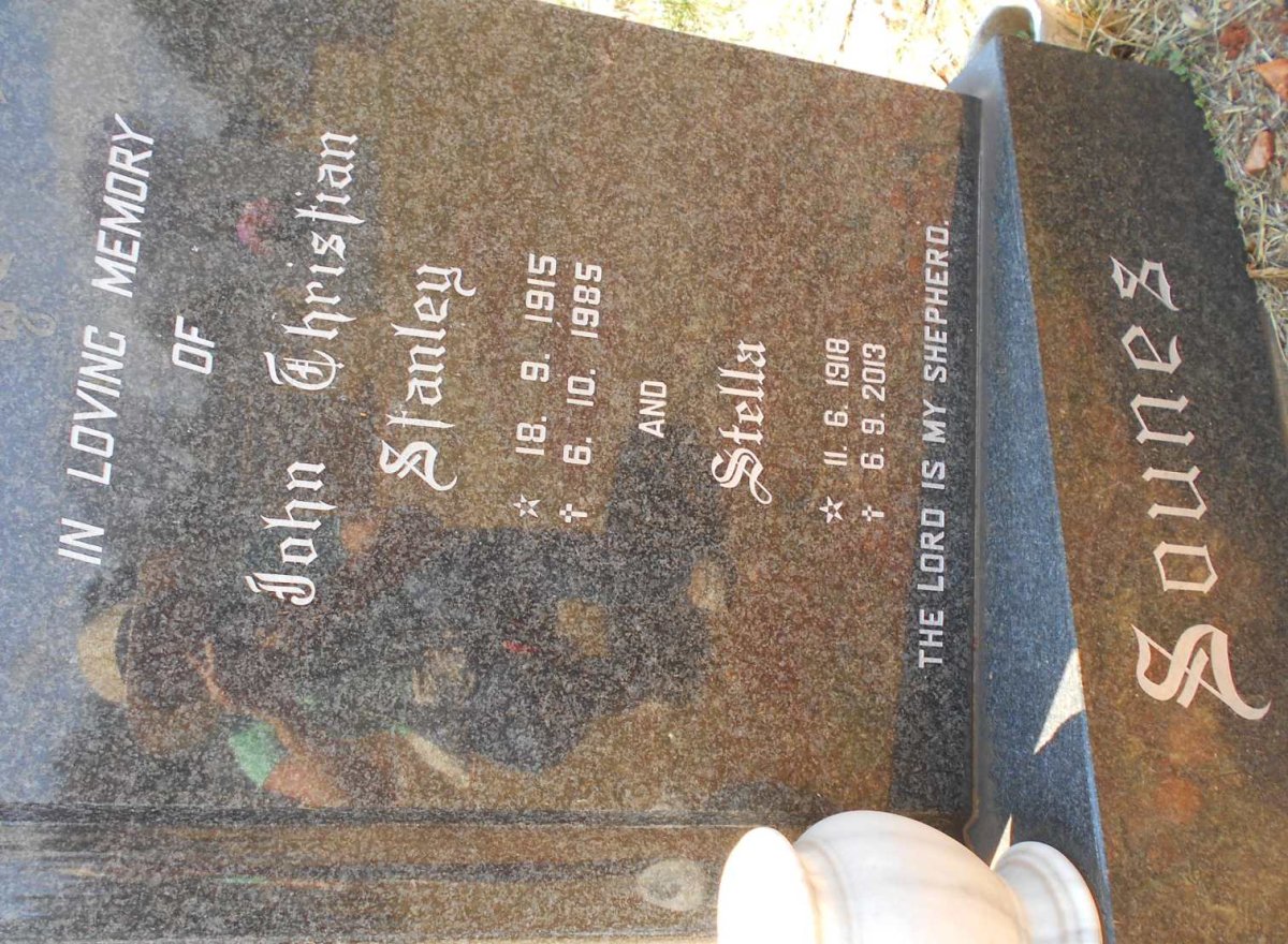 SOUNES John Christian Stanley 1915-1985 &amp; Stella 1918-2013
