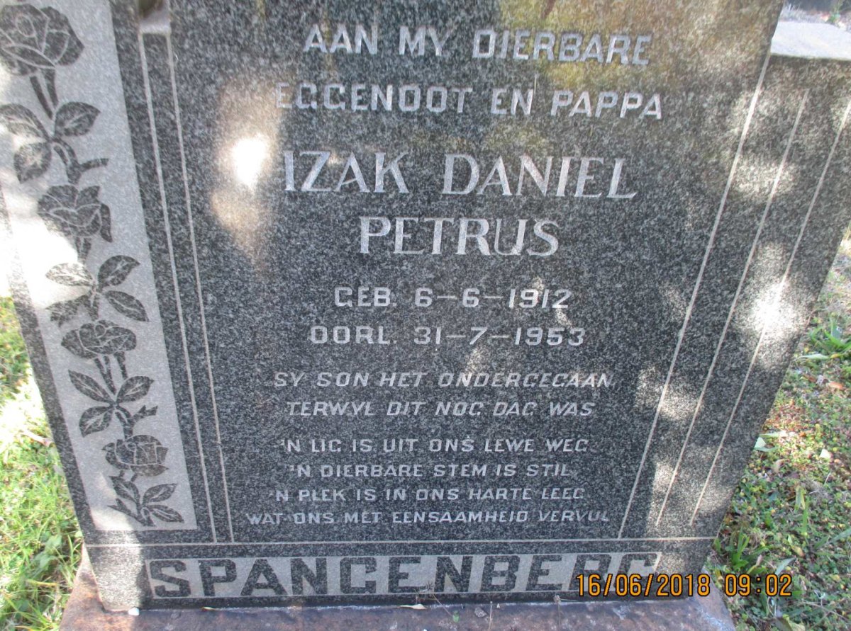 SPANGENBERG Izak Daniel Petrus 1912-1953
