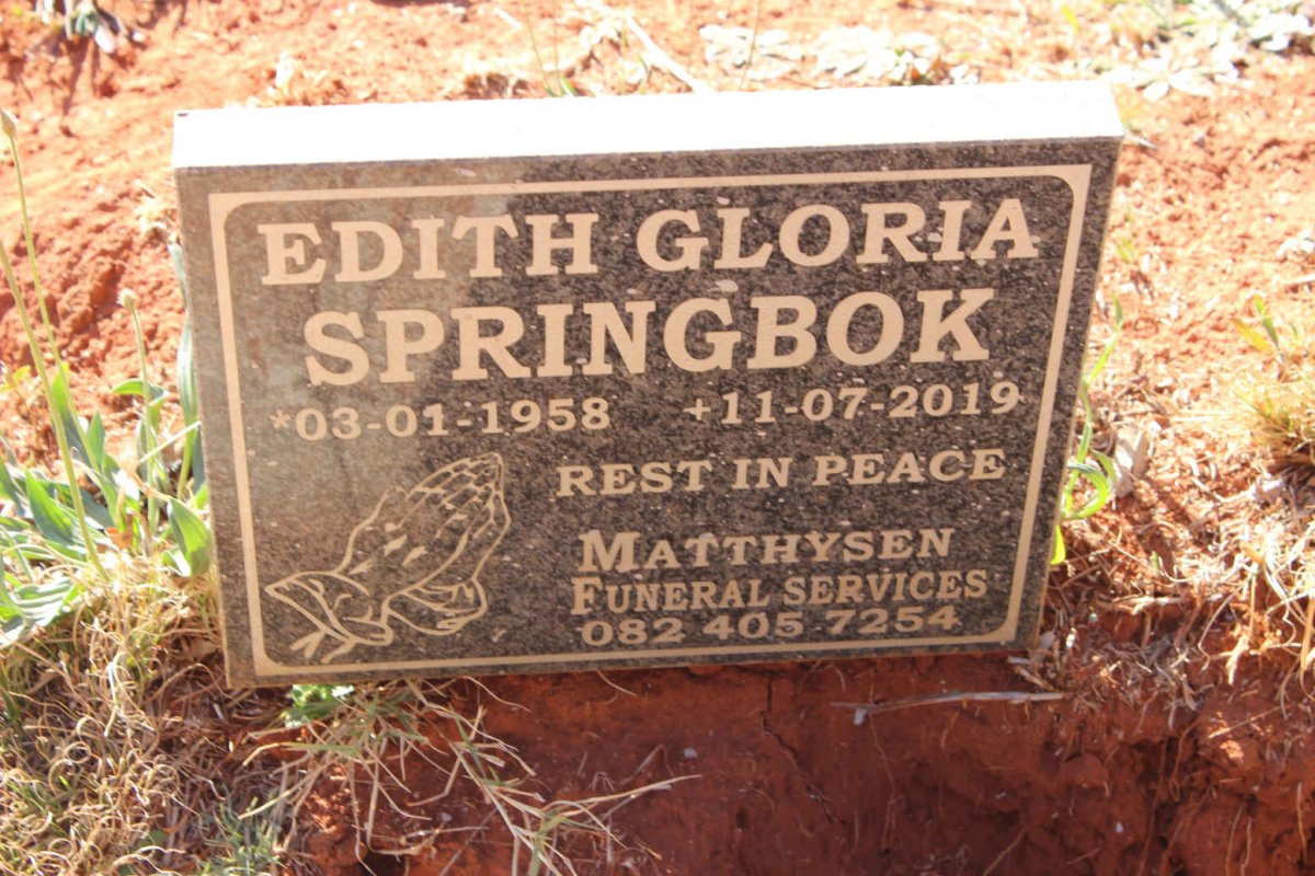 SPRINGBOK Edith Gloria 1958-2019