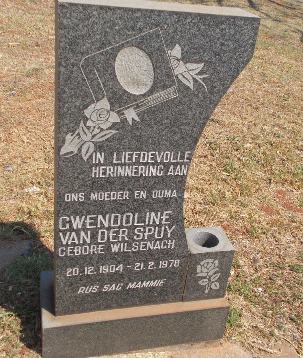 SPUY Gwendoline, van der nee WILSENACH 1904-1978