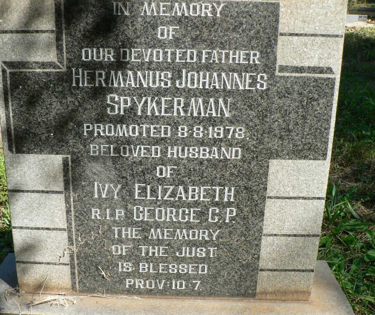 SPYKERMAN Hermanus Johannes -1978