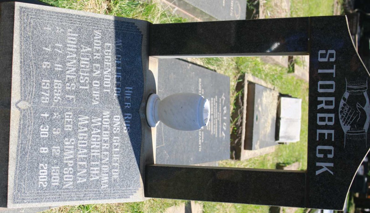 STORBECK August Johannes F. 1895-1979 &amp; Magrietha Magdalena SIMPSON 1901-2002