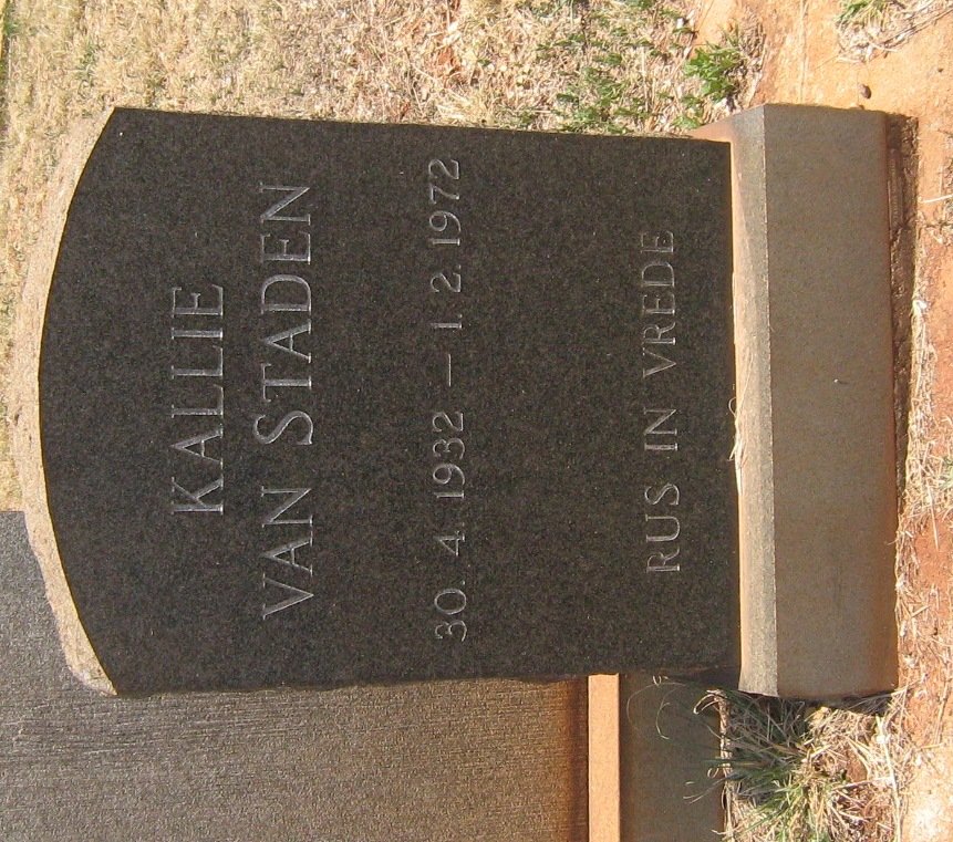 STADEN Kallie, van 1932-1972