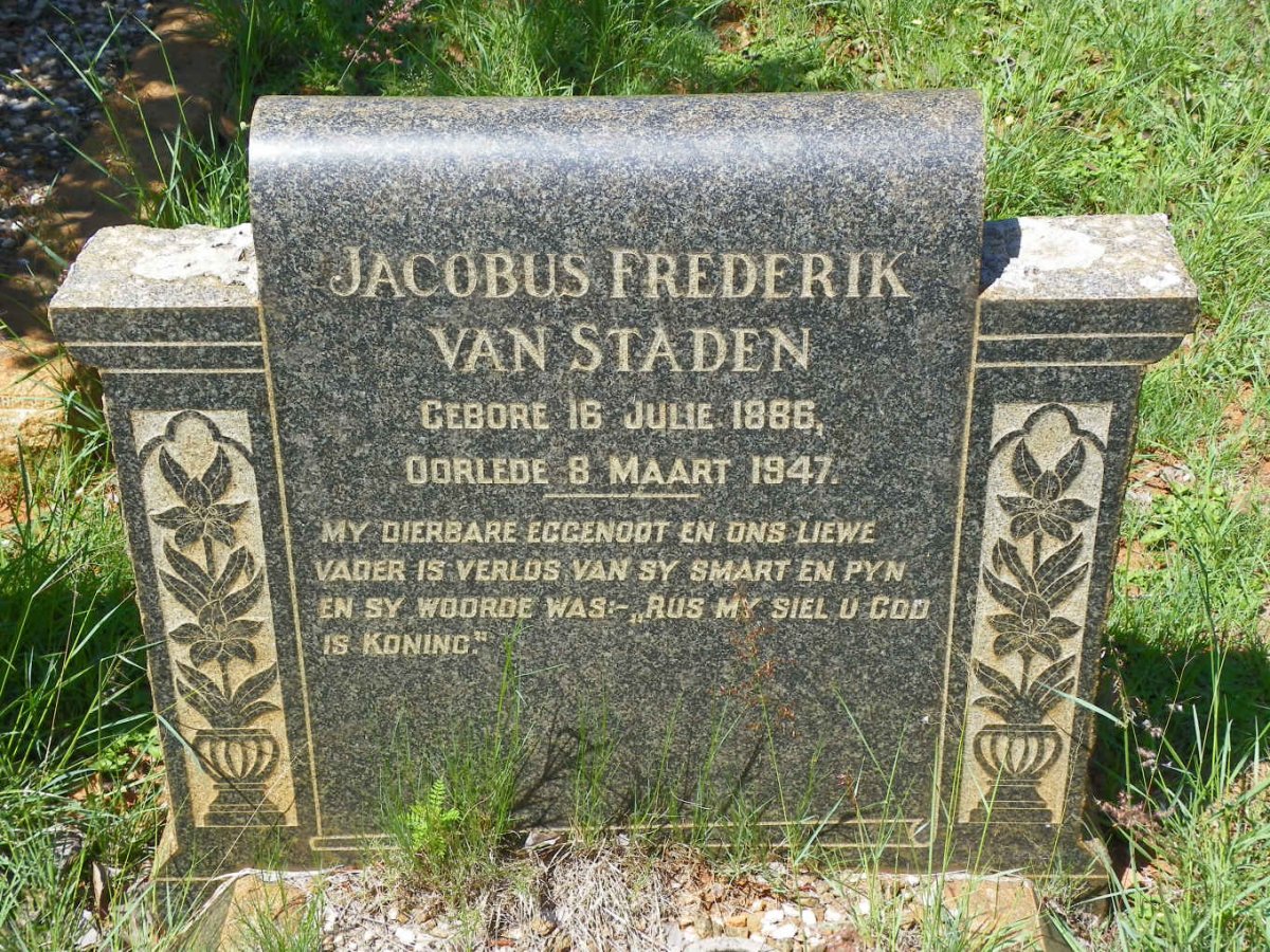 STADEN Jacobus Frederik, van 1886-1947