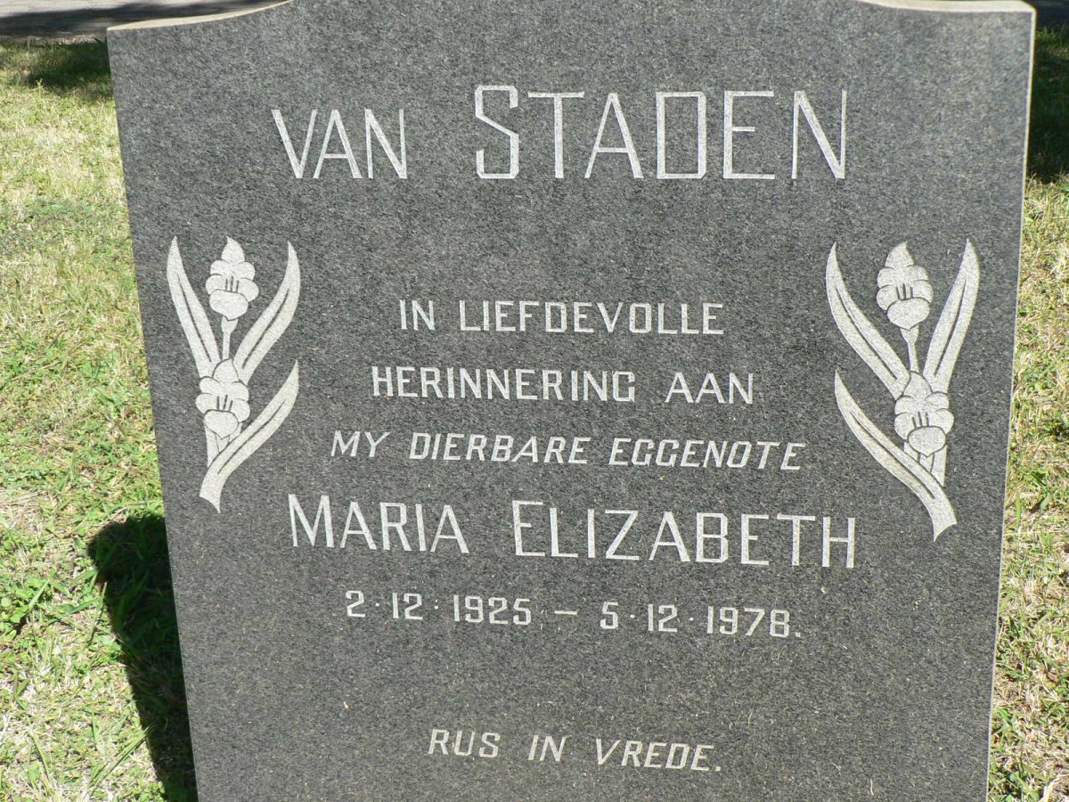 STADEN Maria Elizabeth, van 1925-1978