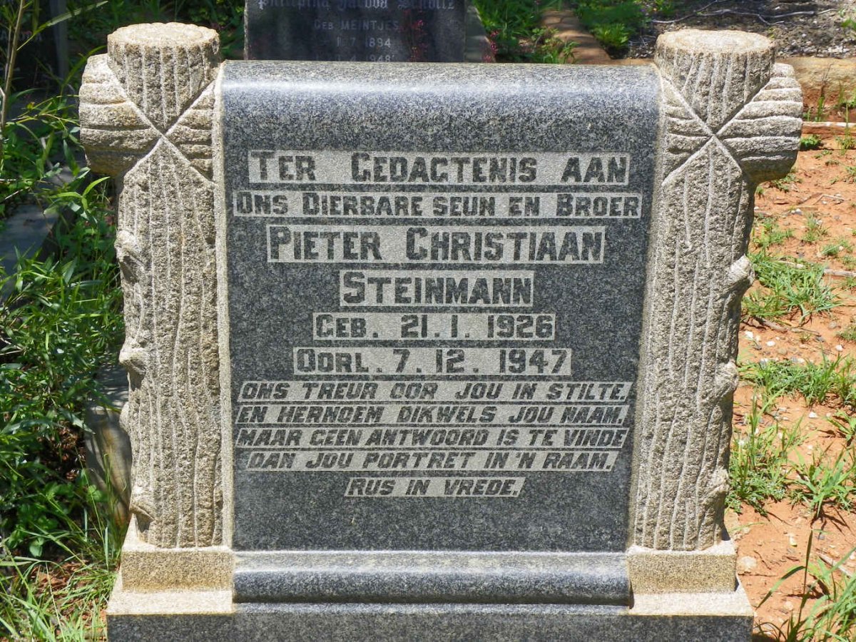 STEINMANN Pieter Christiaan 1926-1947