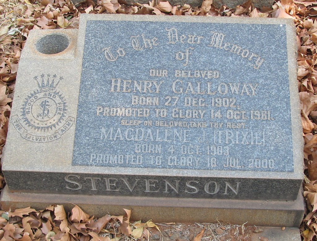 STEVENSON Henry Galloway 1902-1981 &amp; Magdalene J. 1903-2000