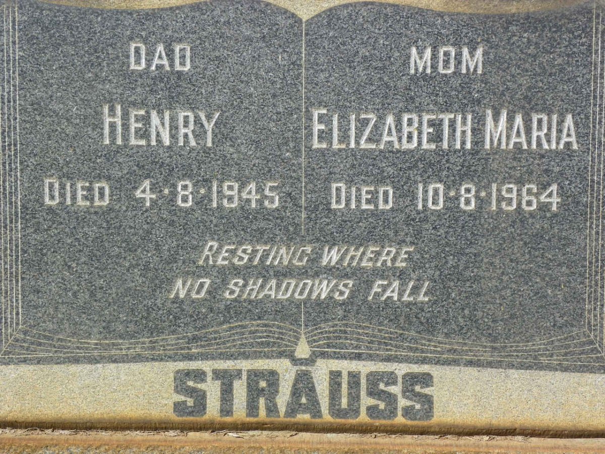 STRAUSS Henry -1945 &amp; Elizabeth Maria -1964
