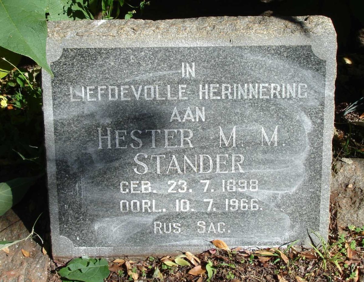 STANDER Hester M.M. 1898-1966