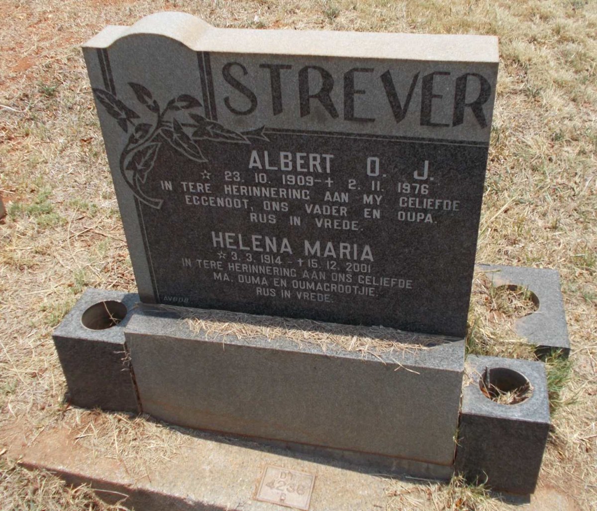 STREVER Albert O.J. 1909-1976 &amp; Helena Maria 1914-2001