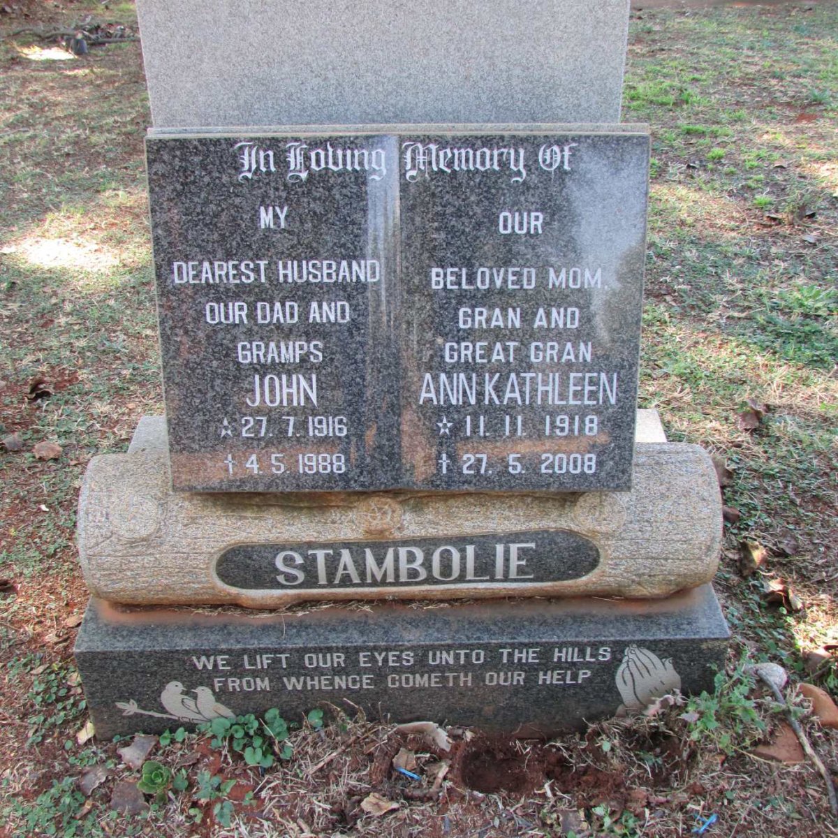 STAMBOLIE John 1916-1988 &amp; Ann Kathleen 1918-2008