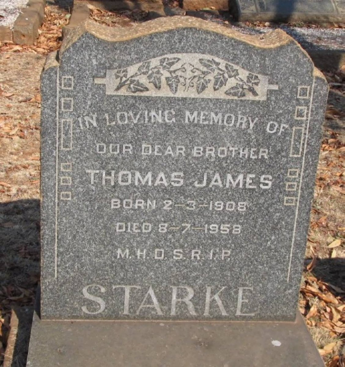 STARKE Thomas James 1908-1958