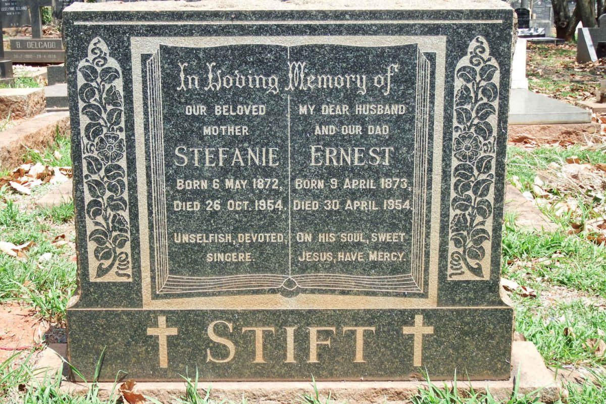 STIFT Ernest 1873-1954 &amp; Stefanie 1872-1954
