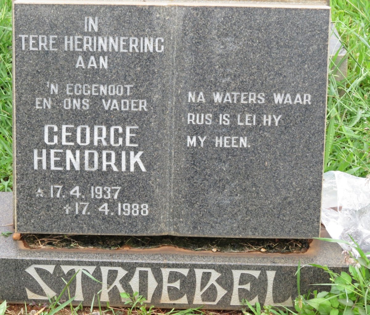 STROEBEL George Hendrik 1937-1988