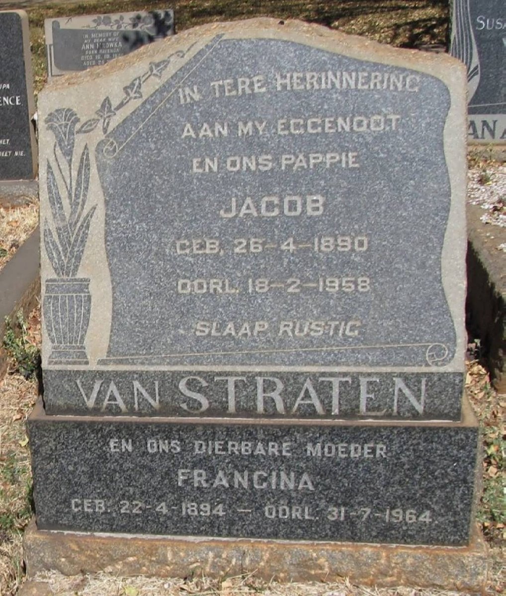 STRATEN Jacob, van 1890-1958 &amp; Francina 1894-1964