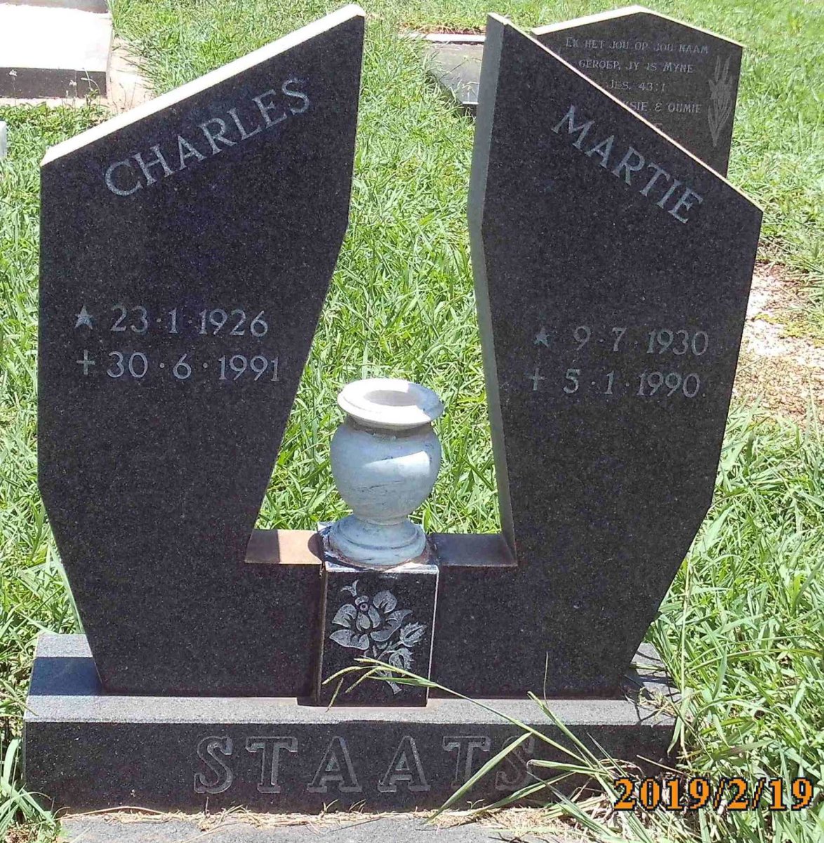 STAATS Charles 1926-1991 &amp; Martie 1930-1990