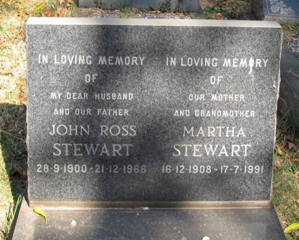 STEWART John Ross 1900-1966 &amp; Martha 1908-1991