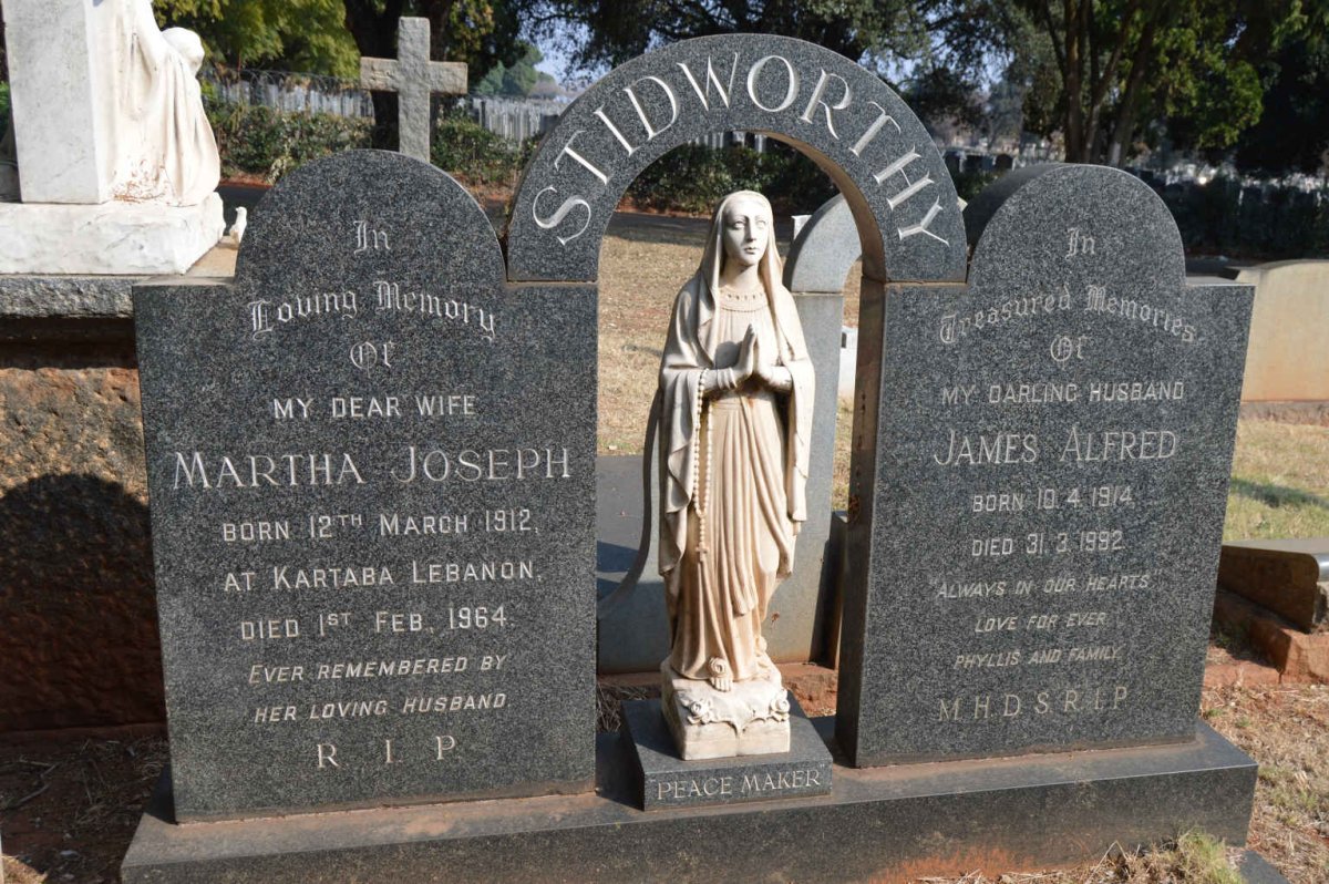 STIDWORTHY James Alfred 1914-1992 &amp; Martha Joseph 1912-1964