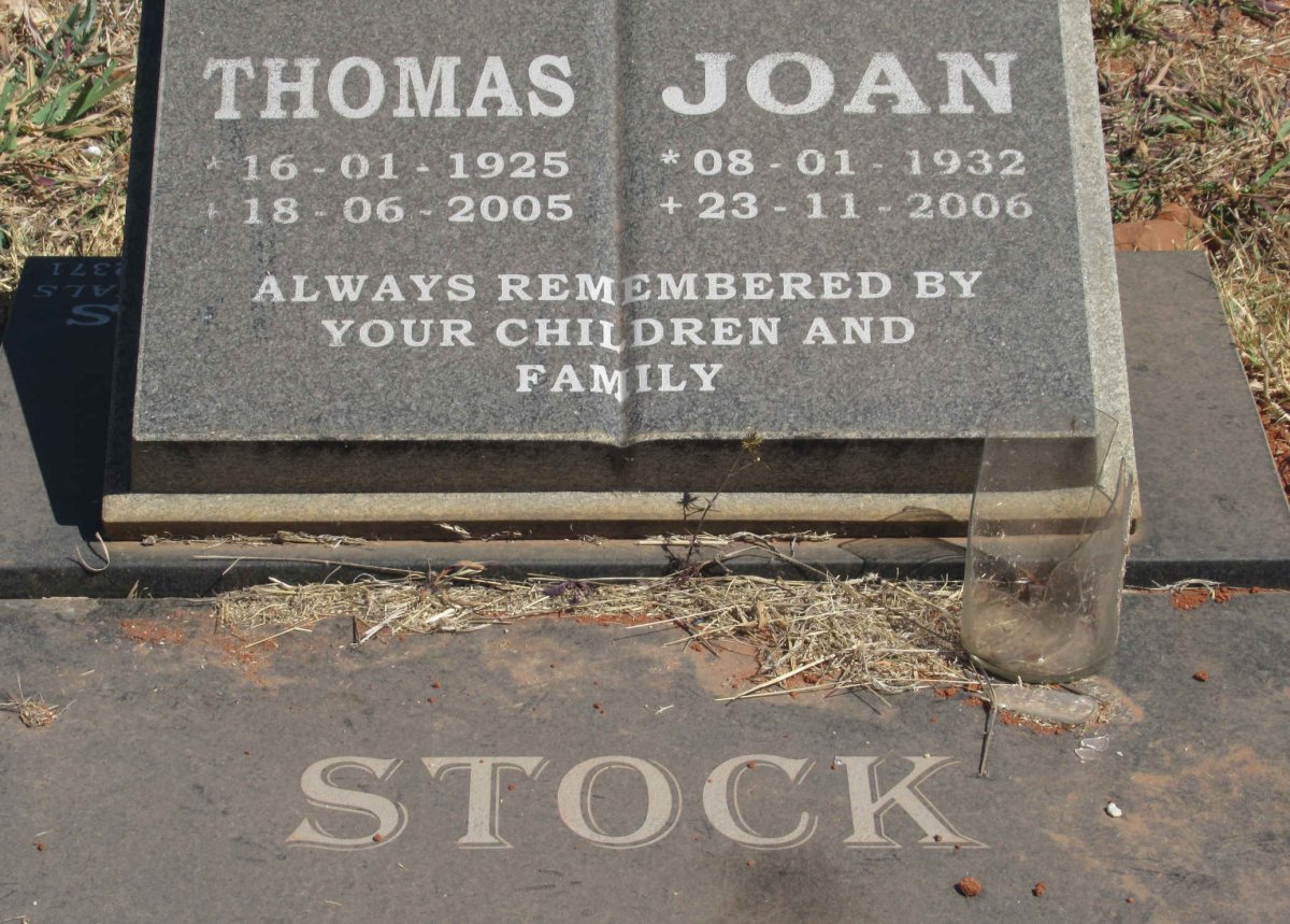 STOCK Thomas 1925-2005 &amp; Joan 1932-2006