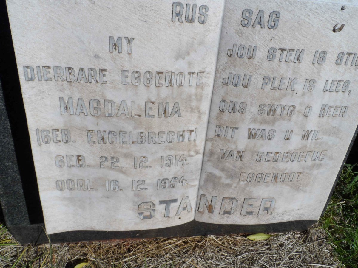 STANDER Magdalena nee ENGELBRECHT 1914-1954