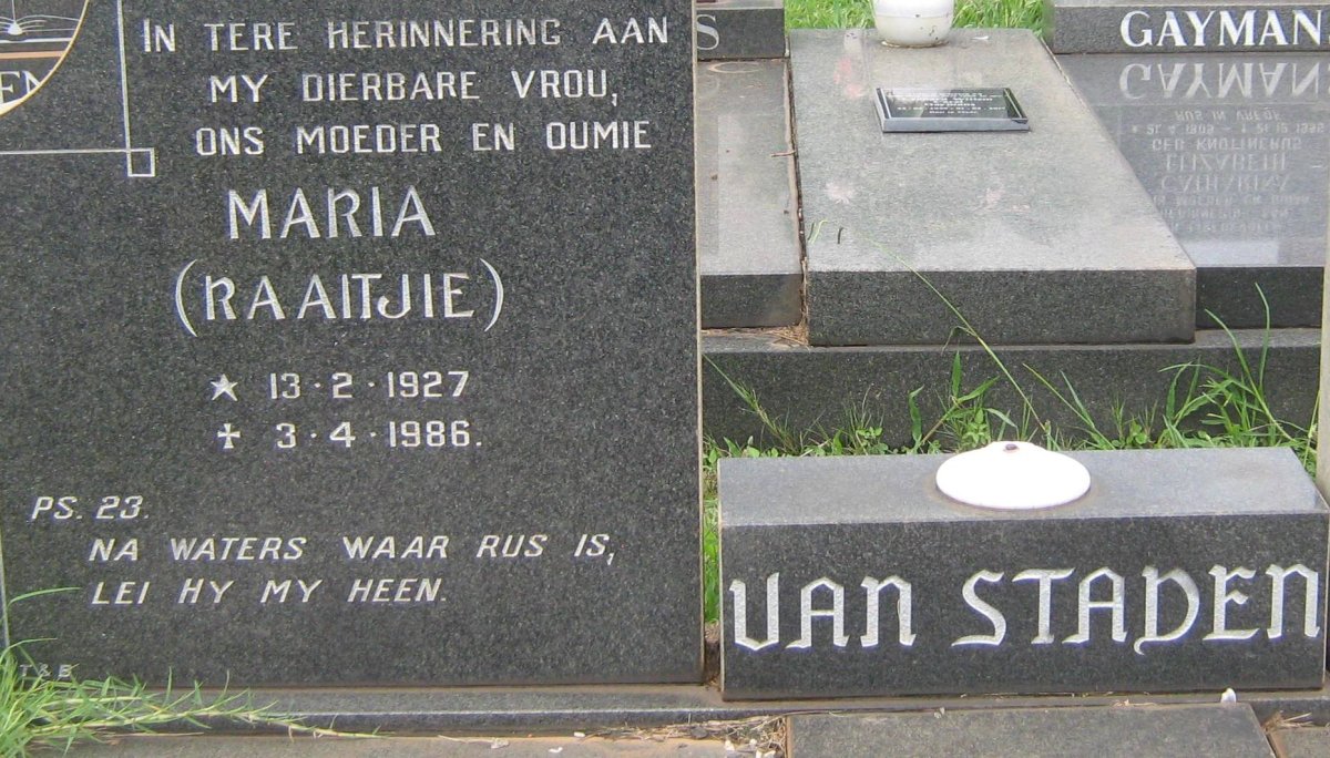 STADEN Maria, van 1927-1986