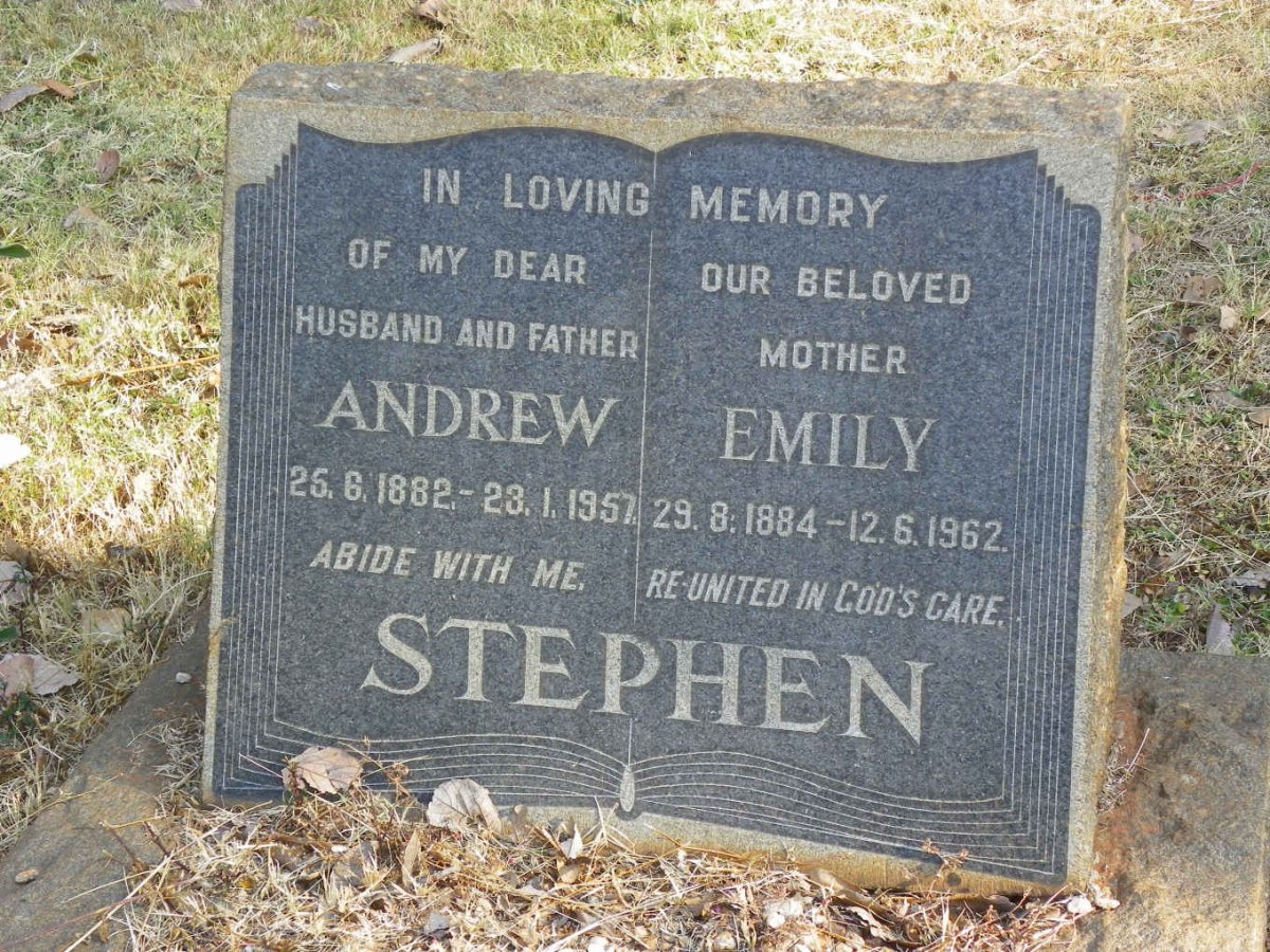STEPHEN Andrew 1882-1957 &amp; Emily 1884-1962