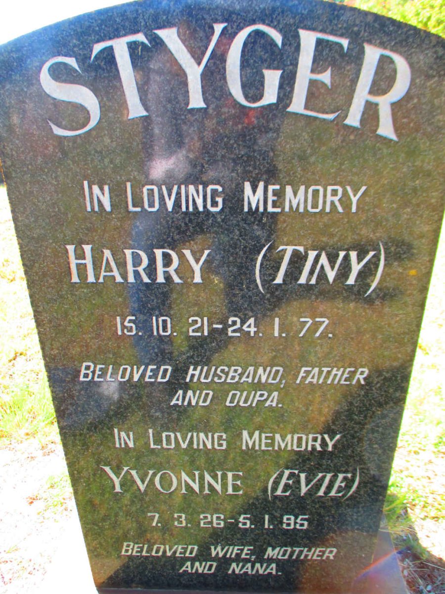 STYGER Harry 1921-1977 &amp; Yvonne 1926-1995