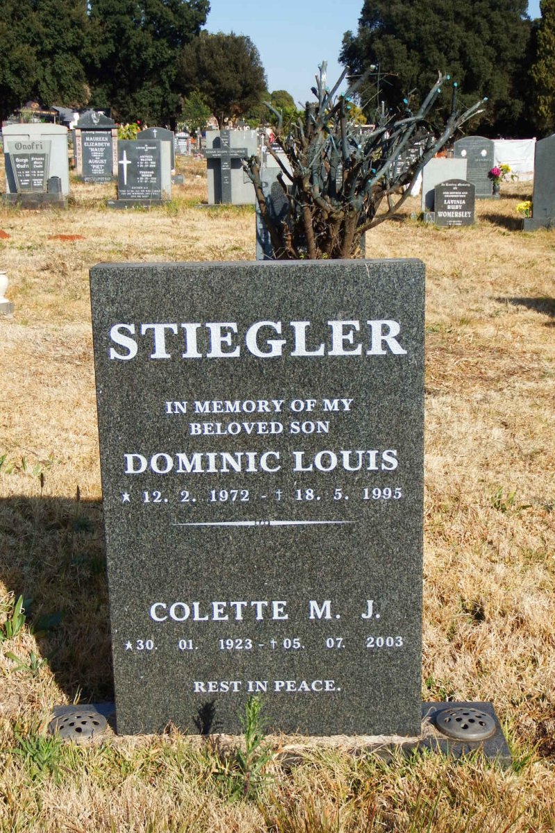STIEGLER Colette M.J. 1923-2003 :: STIEGLER Dominic Louis 1972-1995