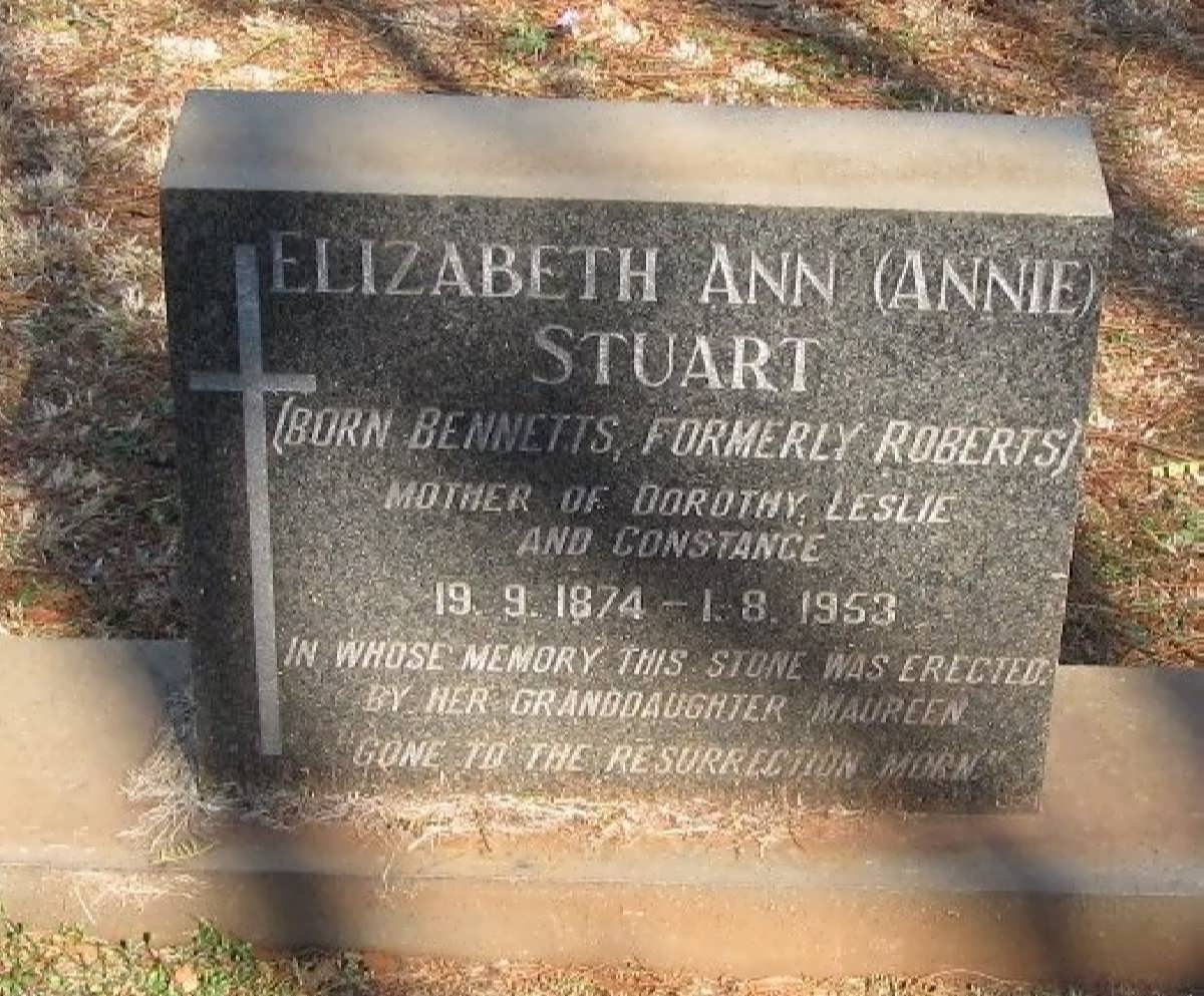 STUART Elizabeth Ann formerly ROBERTS nee BENNETTS 1874-1953