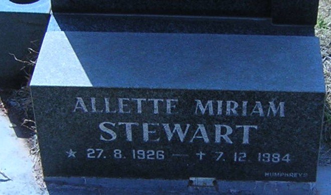STEWART Allette Miriam 1926-1984