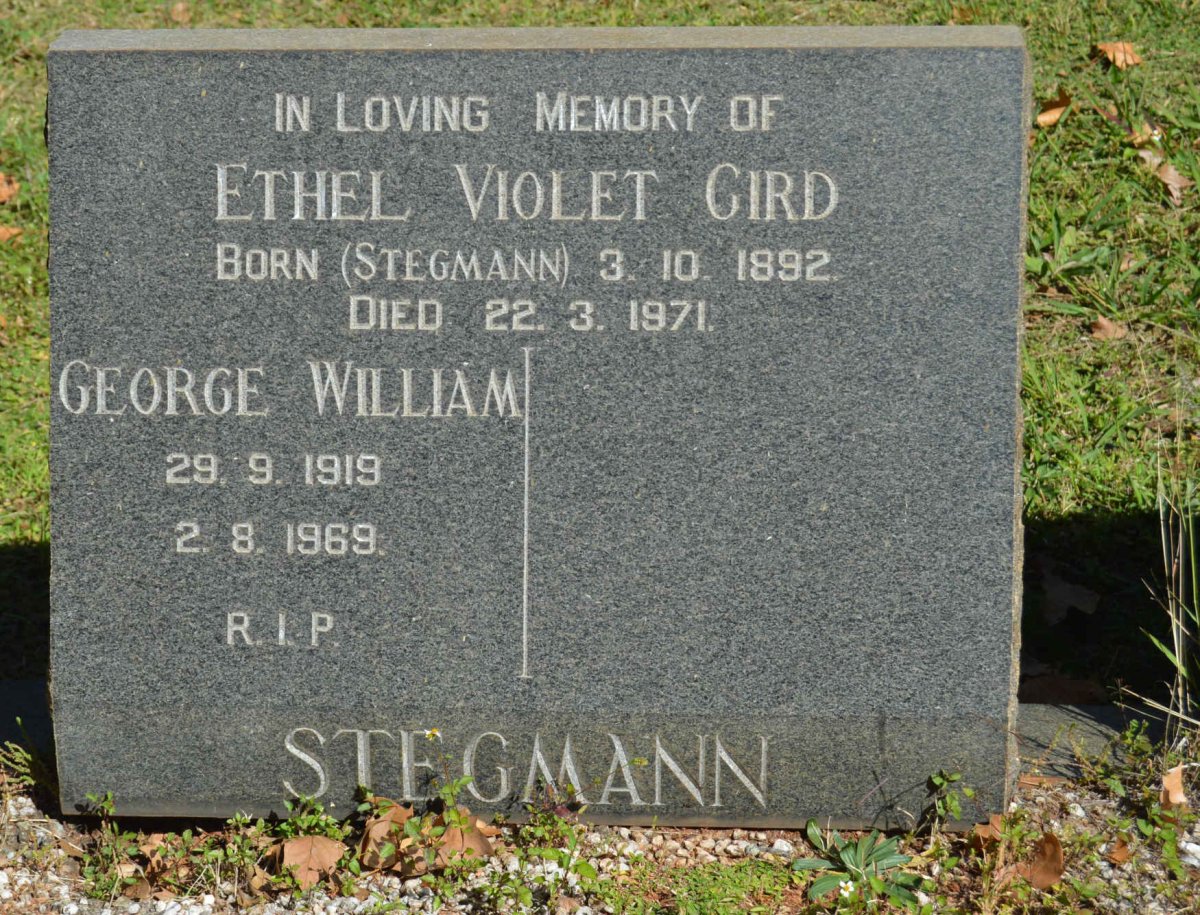 GIRD Ethel Violet nee STEGMANN 1892-1971 :: STEGMANN George William 1919-1969