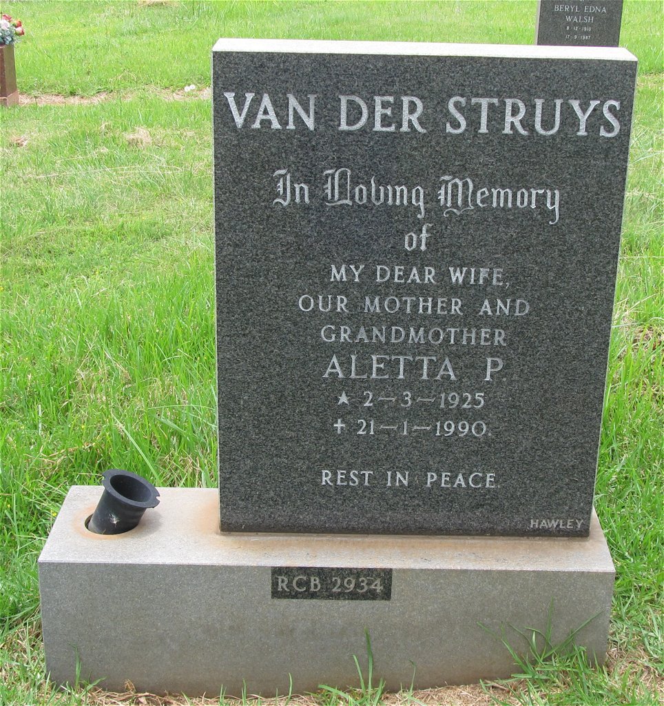 STRUYS Aletta P., van der 1925-1990