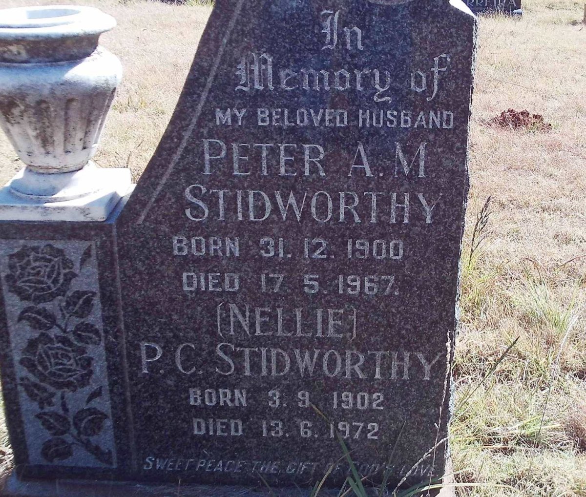 STIDWORTHY Peter A.M. 1900-1967 &amp; P.C. 1902-1972
