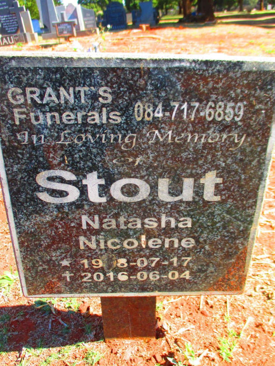 STOUT Natasha Nicolene 19?8-2016