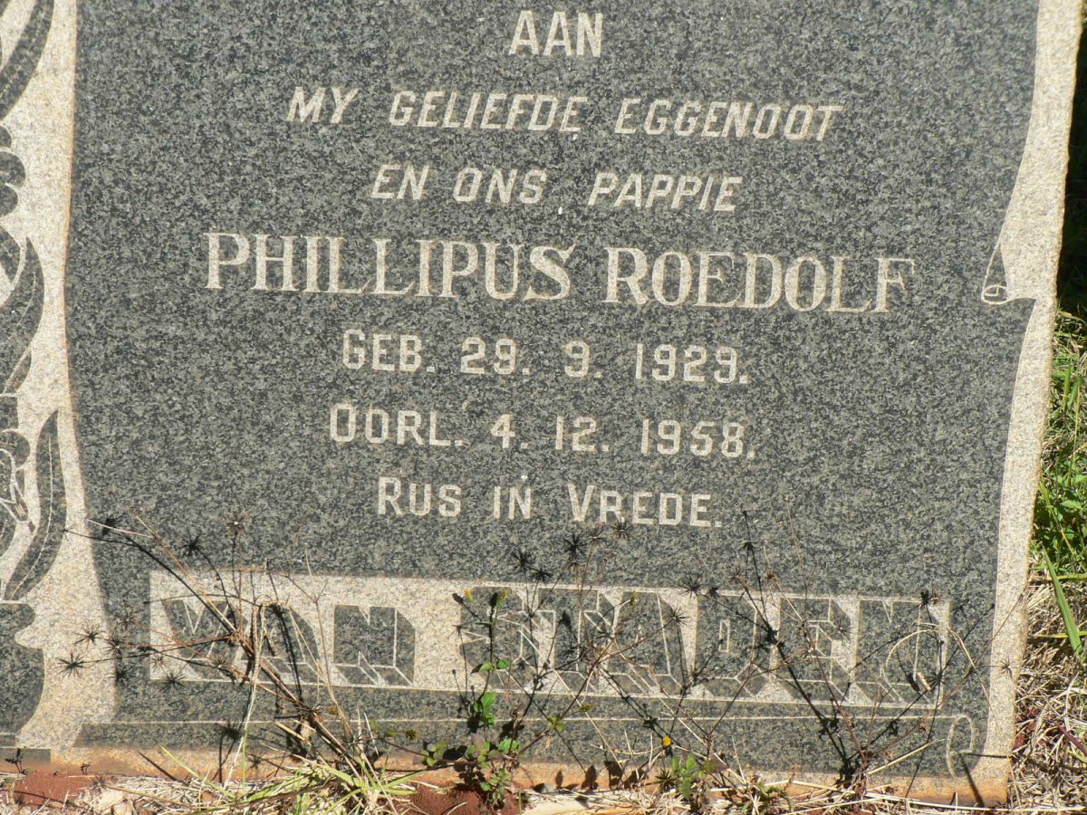 STADEN Phillipus Roedolf, van 1929-1958