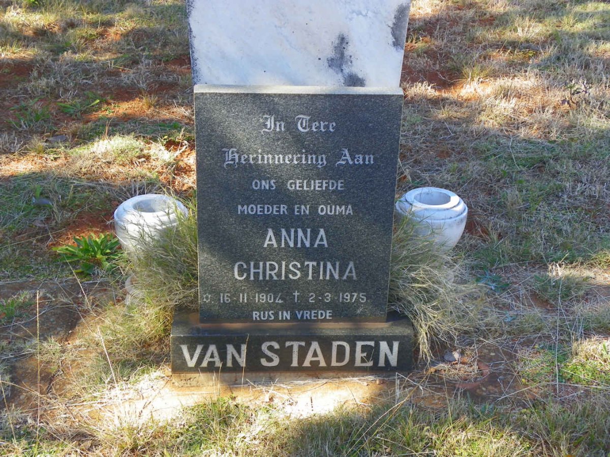 STADEN Anna Christina, van 1904-1975