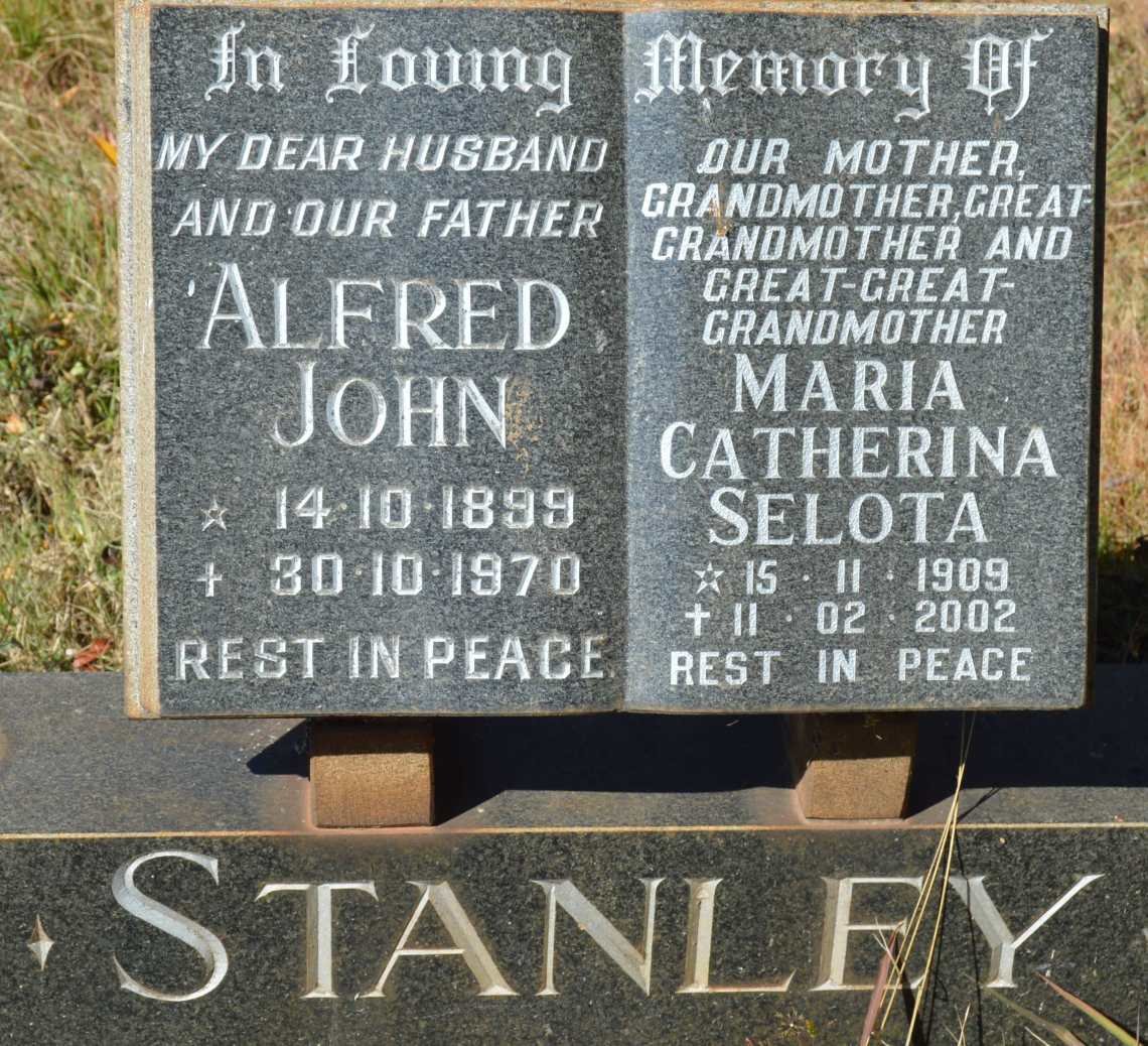 STANLEY Alfred John 1899-1970 &amp; Maria Catherina Selota 1909-2002