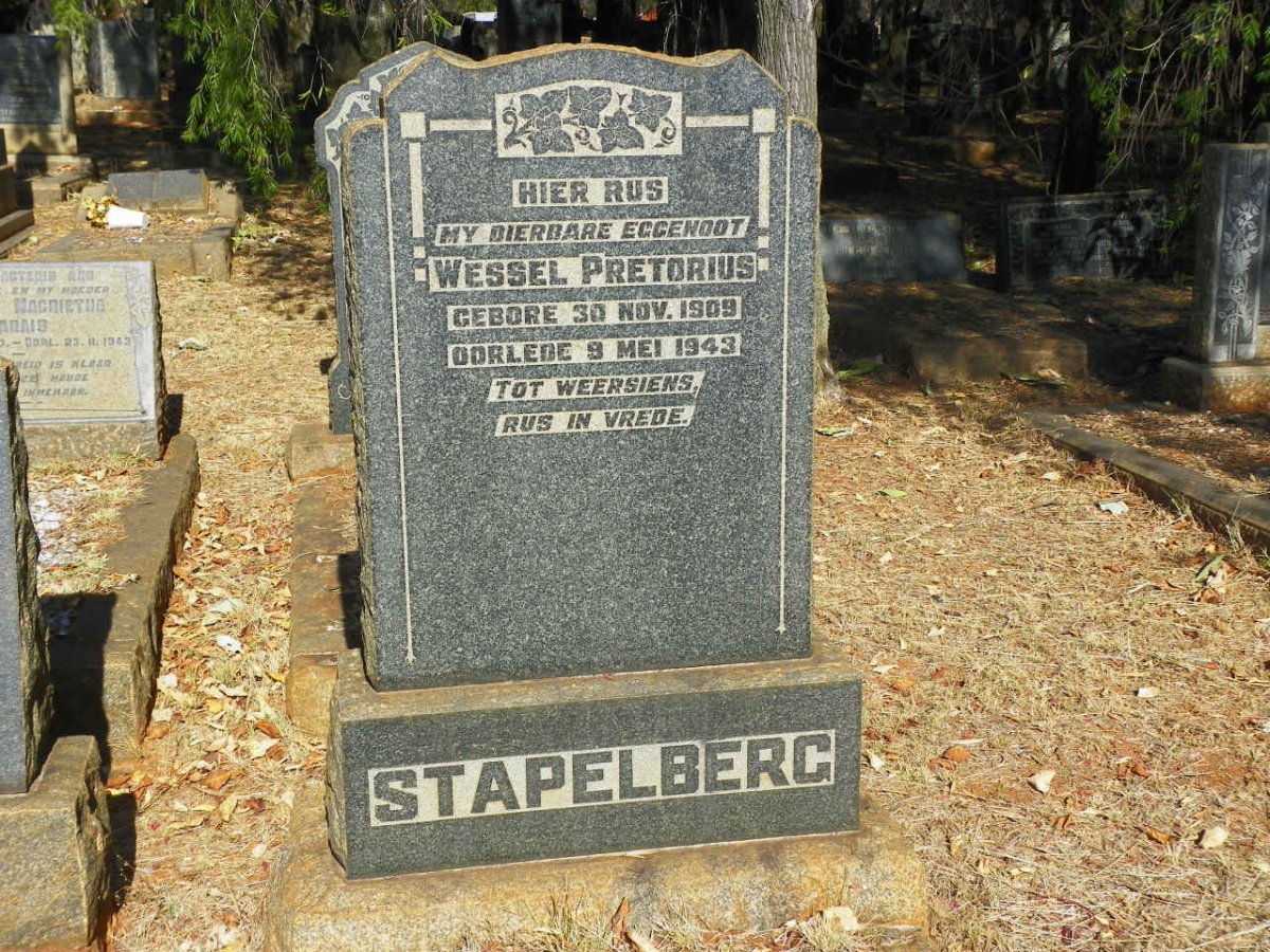 STAPELBERG Wessel Pretorius 1909-1943