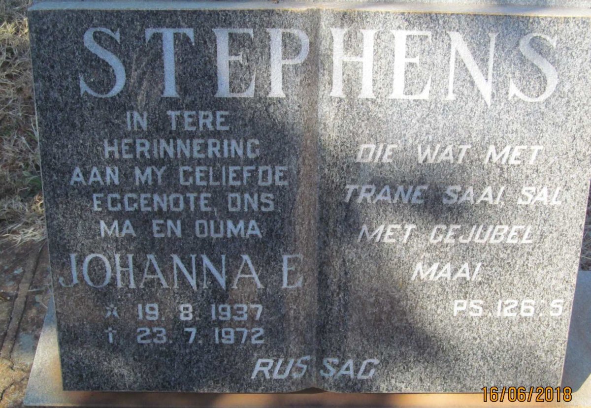 STEPHENS Johanna E. 1937-1972