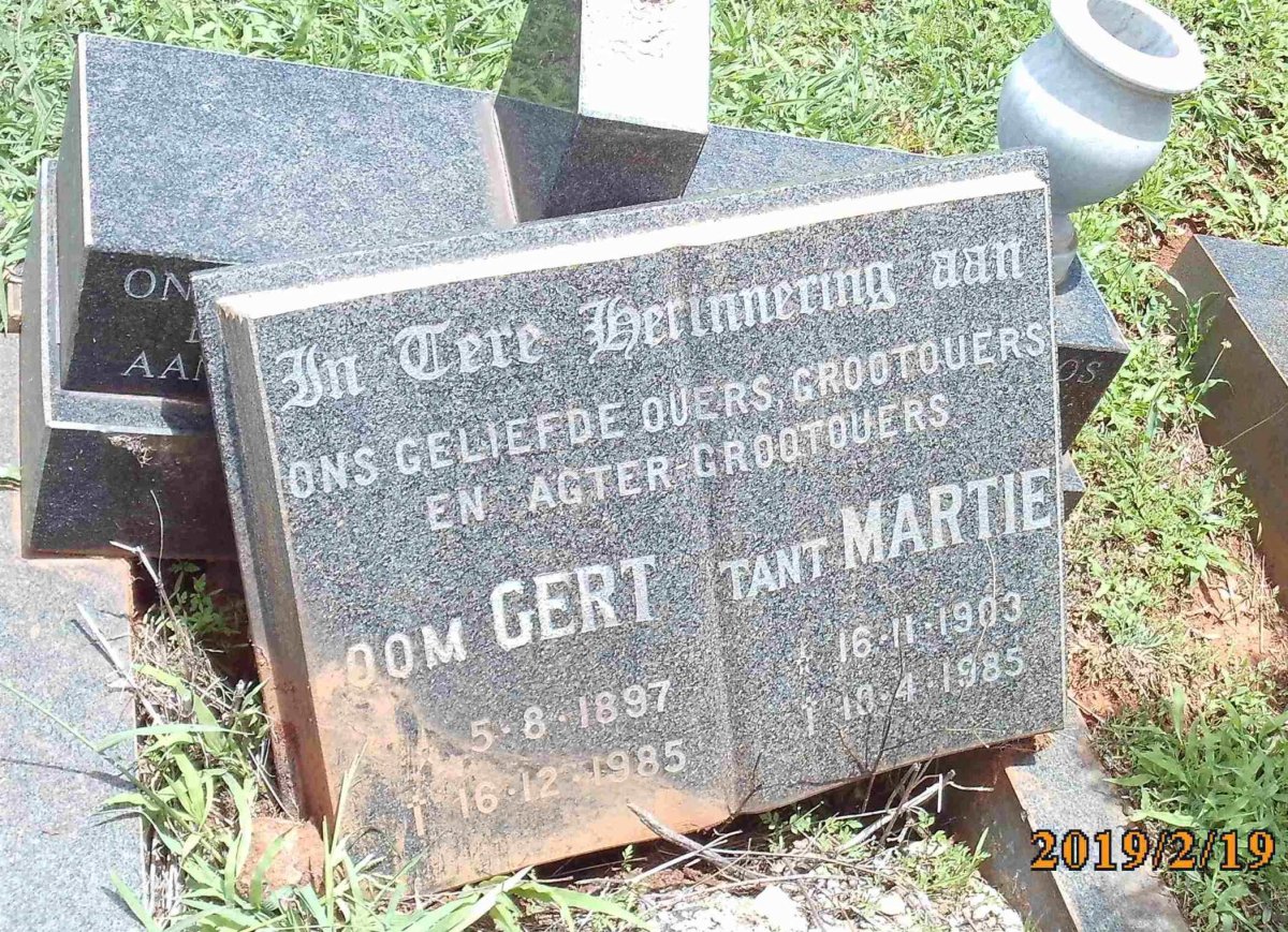 STADEN Gert, van 1897-1985 &amp; Martie 1903-1985