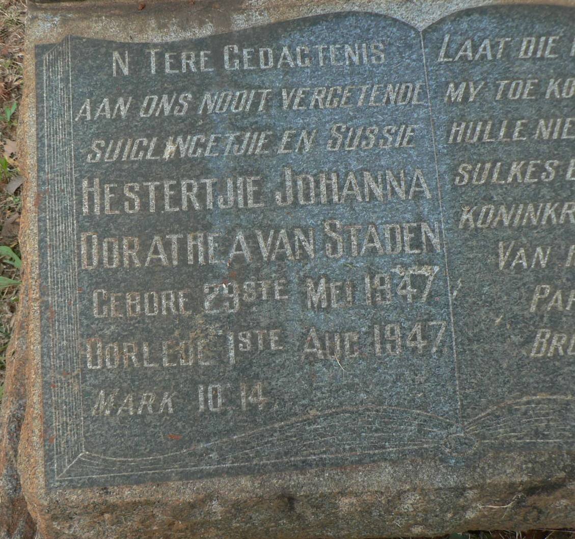 STADEN Hestertjie Johanna Dorathea, van 1947-1947