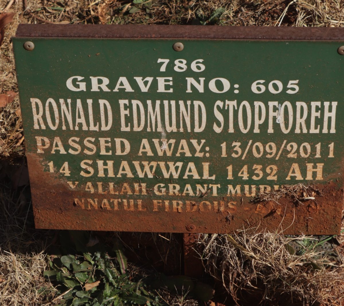 STOPFOREH Ronald Edmund -2011