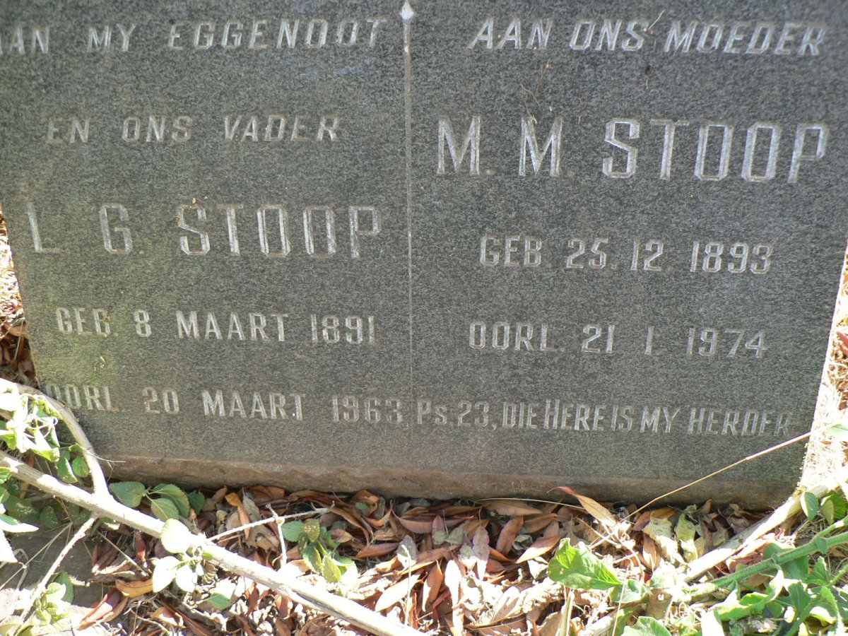 STOOP L.G. 1891-1963 &amp; M.M. 1893-1974
